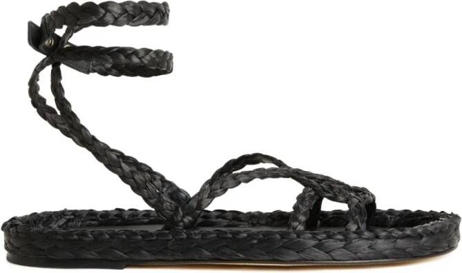 Alanui A Love Letter To India woven leather sandals Black