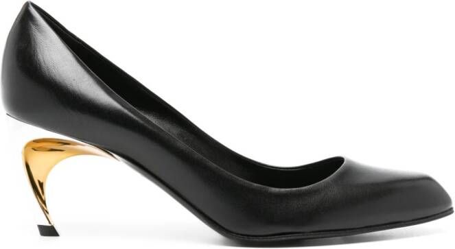Alexander McQueen metallic-heel leather pumps Black