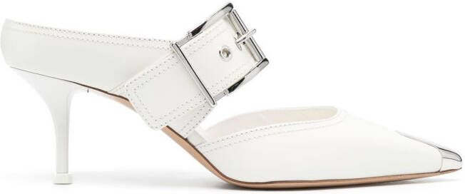 Alexander McQueen pointed-toe buckled mules White