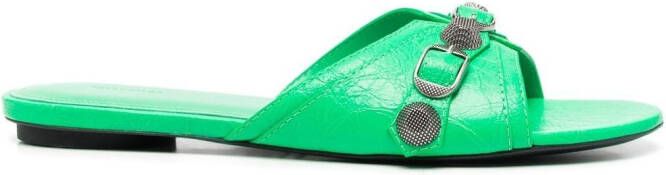 Balenciaga Cagole leather sandals Green