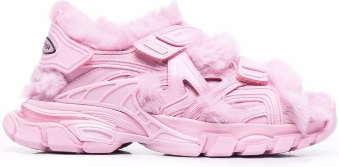 Balenciaga faux-fur Track sandals Pink