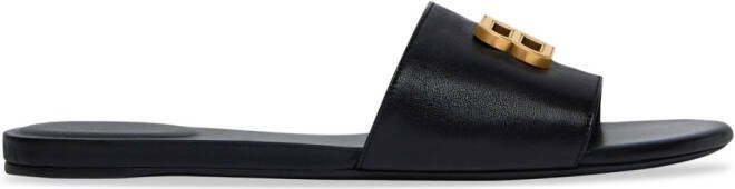 Balenciaga Groupie BB logo flat sandals Black