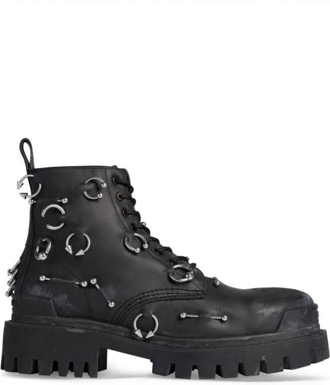 Balenciaga Strike pierced leather boots Black