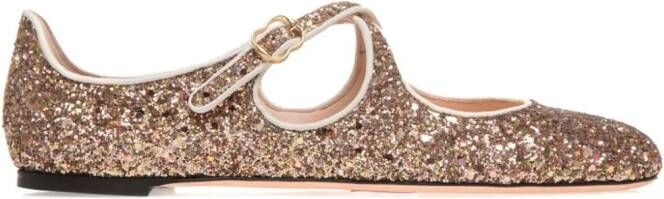 Bally glitter-embellished ballerina shoes Gold