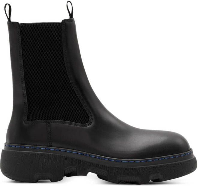Burberry round-toe leather boots Black