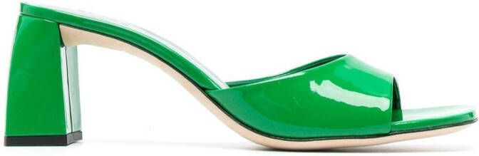 BY FAR Romy 55 patent leather mules Green