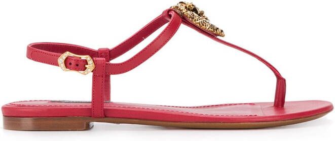 Dolce & Gabbana Devotion leather thong sandals Red