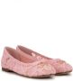 Dolce & Gabbana Kids crystal-embellished lace ballerina shoes Pink - Thumbnail 1
