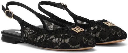 Dolce & Gabbana Kids DG-logo cordonetto-lace slingback sandals Black