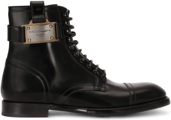 Dolce & Gabbana logo-plaque ankle boots Black