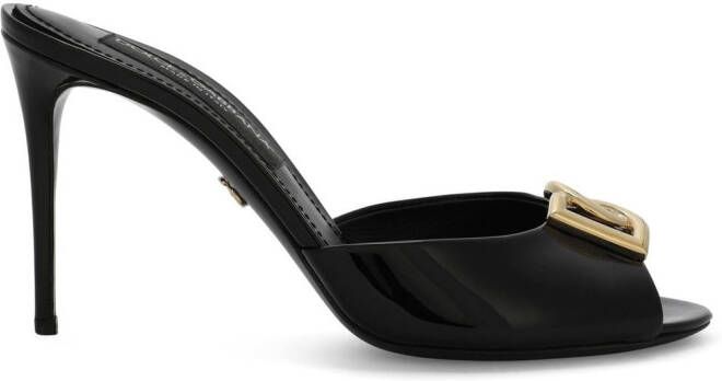 Dolce & Gabbana DG-logo patent leather mules Black