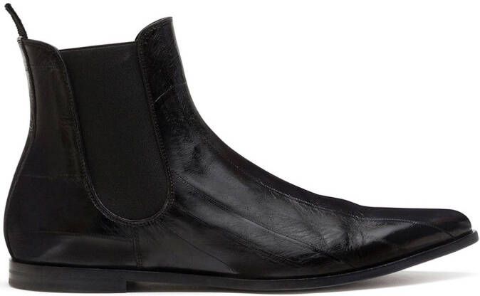 Dolce & Gabbana panelled pointed-toe ankle boots Black