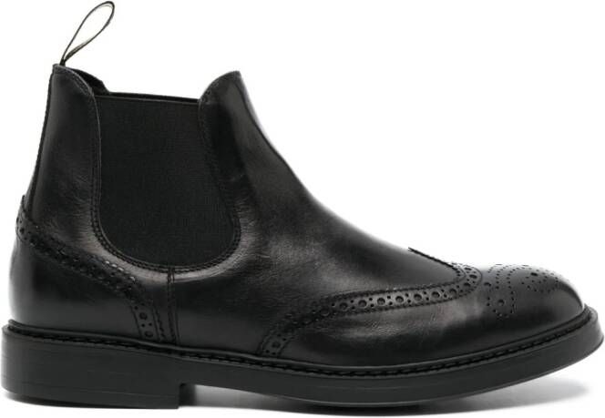 Doucal's perforated leather ankle boots Black