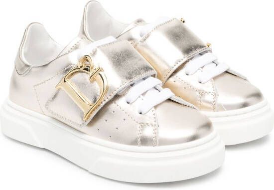 Dsquared2 Kids logo-plaque touch-strap sneakers Gold