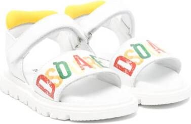 Dsquared2 Kids logo-print leather sandals White