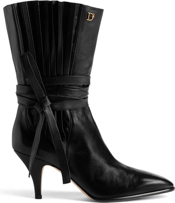 Dsquared2 logo-plaque self-tie leather boots Black