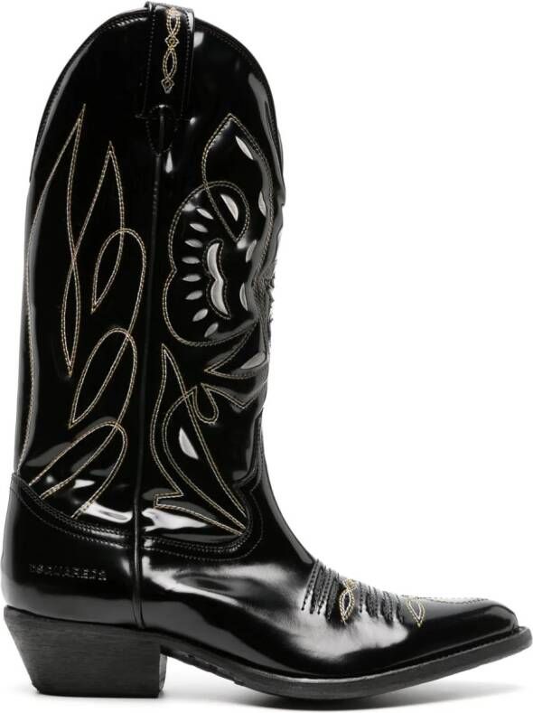 Dsquared2 stitched leather Western boots Black