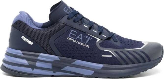 Ea7 Emporio Armani logo-print mesh-panelling sneakers Blue
