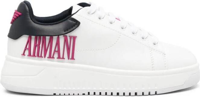 Emporio Armani logo-appliqué leather sneakers White