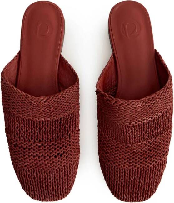 12 STOREEZ woven leather mules Red