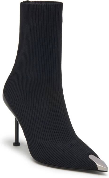 Alexander McQueen Slash 90mm ribbed-knit boots Black