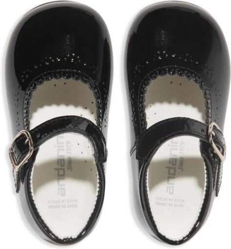 ANDANINES patent-finish leather ballerina shoes Black