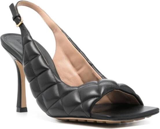 Bottega Veneta 95mm matelassé leather sandals Black