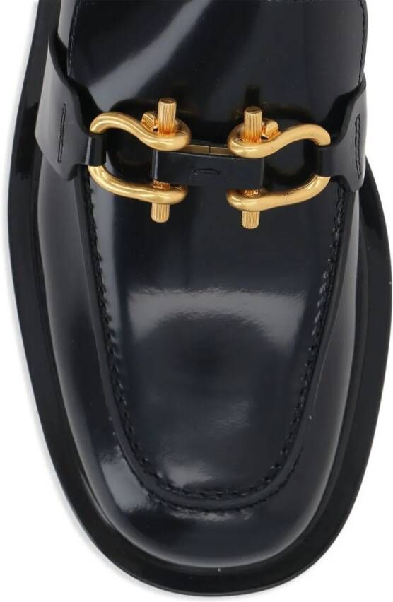 Bottega Veneta golden-detail polished leather loafers Black