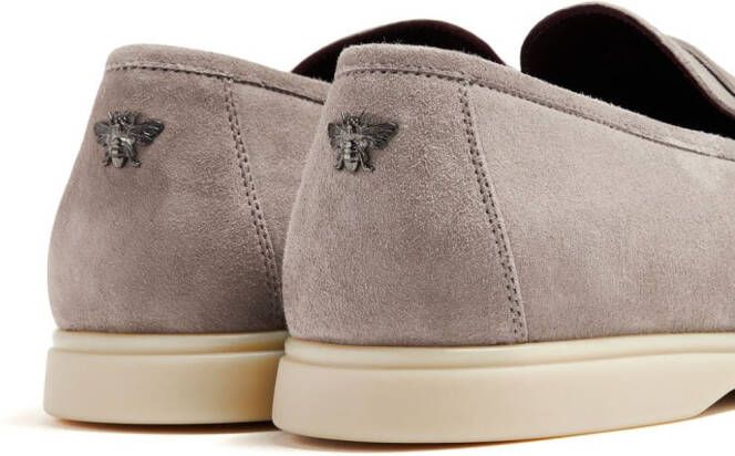 Bougeotte bee-appliqué suede loafers Grey