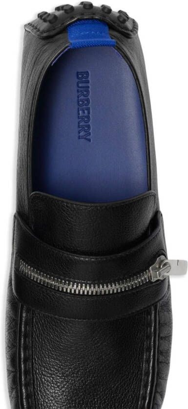 Burberry zip-detail leather loafers Black