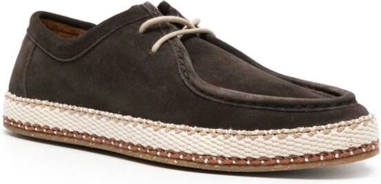 Canali woven-sole suede boat shoes Brown