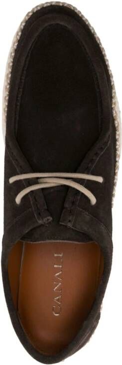 Canali woven-sole suede boat shoes Brown