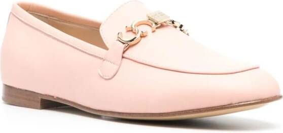 Casadei logo plaque leather loafers Pink