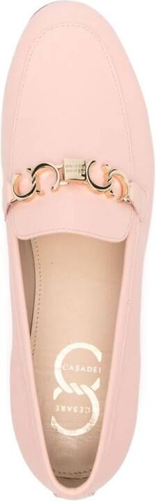 Casadei logo plaque leather loafers Pink