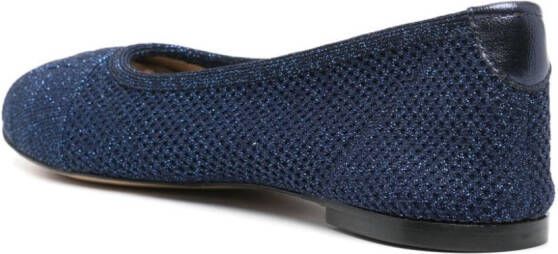 Casadei lurex-detail knitted ballerina shoes Blue