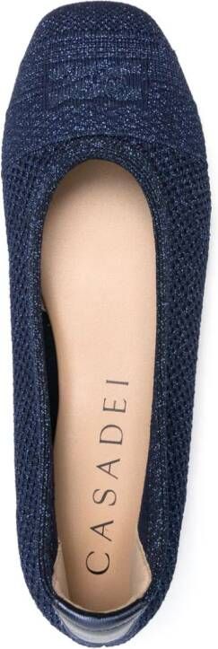 Casadei lurex-detail knitted ballerina shoes Blue