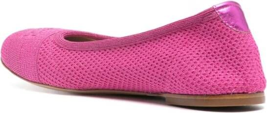Casadei lurex-detail knitted ballerina shoes Pink