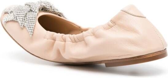 Casadei rhinestone-bow ballerina shoes Pink