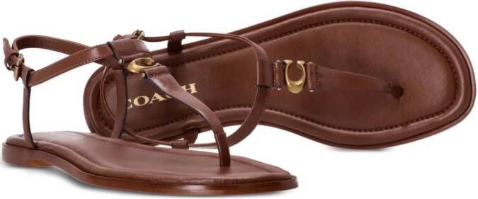 Coach Jessica thong leather sandals Brown