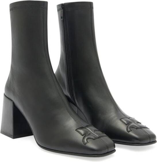 Courrèges leather block-heel ankle boots Black