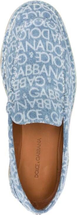 Dolce & Gabbana logo-print denim loafers Blue