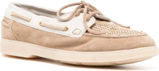 Eleventy woven-panel boat shoes Neutrals