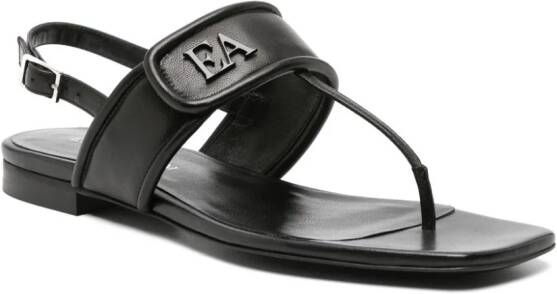 Emporio Armani logo-plaque leather sandals Black