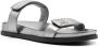 Emporio Armani logo-plaque touch-strap sandals Silver - Thumbnail 2