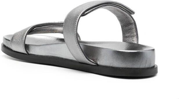 Emporio Armani logo-plaque touch-strap sandals Silver