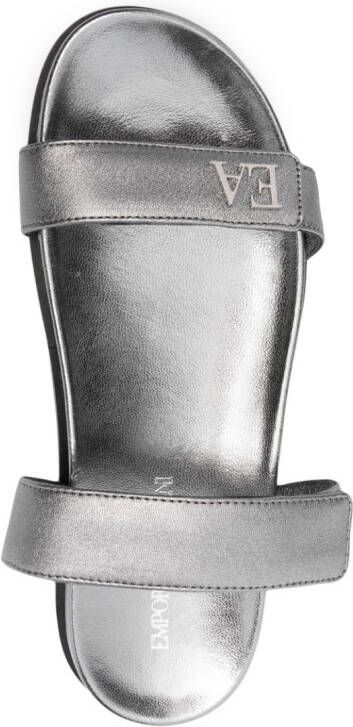 Emporio Armani logo-plaque touch-strap sandals Silver