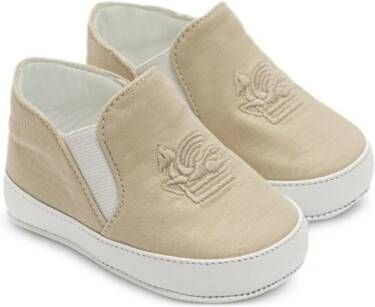 ETRO KIDS Pegaso-embroidered canvas pre-walkers Neutrals