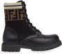 Fendi Kids FF motif lace-up leather boots Black - Thumbnail 2