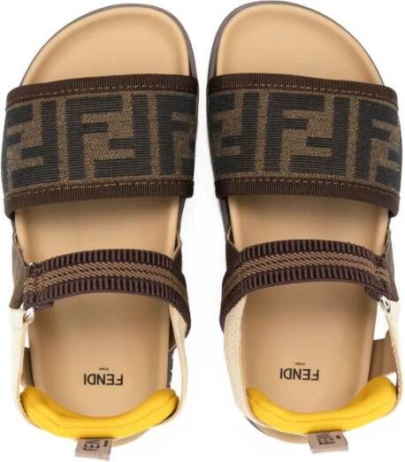 Fendi Kids logo-print slingback sandals Brown