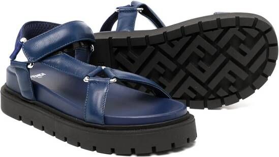 Fendi Kids touch-strap leather sandals Black